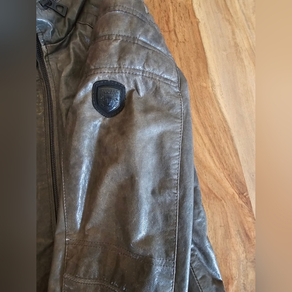 Rudsak Charcoal green leather coat - Picture 2 of 7